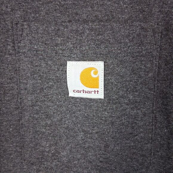 Carhartt Mens Henley Shirt Large Gray Long Sleeve Loose Fit Workwear - Picture 5 of 10